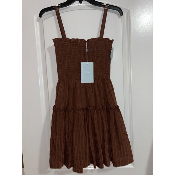 Hill House The Seraphina Mini Nap Dress size M NWT Chocolate Tonal Seersucker - Picture 7 of 10